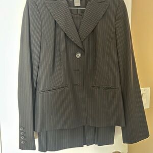 Ann Taylor Charcoal Pinstripe Blazer and Skirt Suit